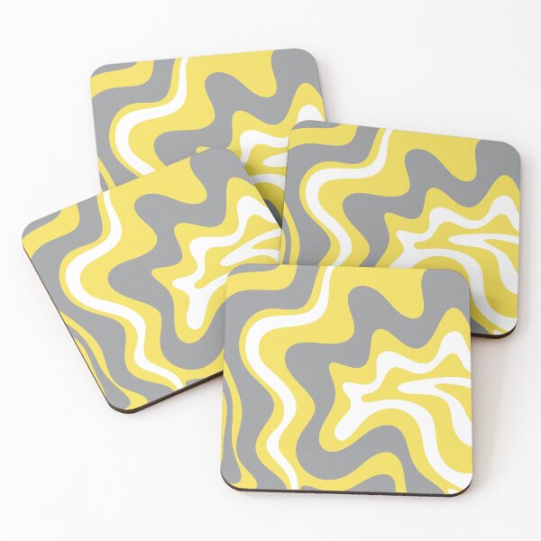 Item preview, Retro Liquid Swirl Abstract Pattern in Light Grey, White, and Lemon Yellow designed and sold by kierkegaard.
