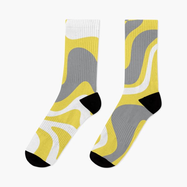 Item preview, Retro Liquid Swirl Abstract Pattern in Light Grey, White, and Lemon Yellow designed and sold by kierkegaard.