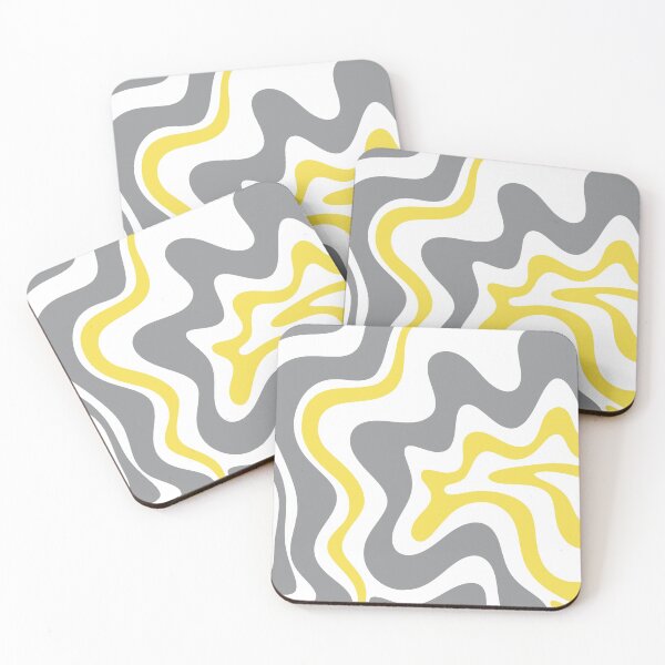 Item preview, Retro Liquid Swirl Abstract Pattern in Lemon Yellow, Light Grey, and White designed and sold by kierkegaard.