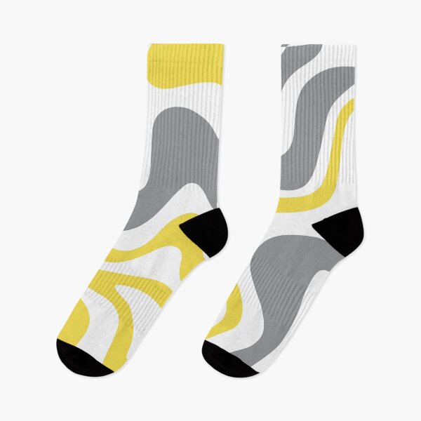 Item preview, Retro Liquid Swirl Abstract Pattern in Lemon Yellow, Light Grey, and White designed and sold by kierkegaard.