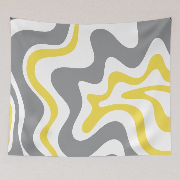 Item preview, Retro Liquid Swirl Abstract Pattern in Lemon Yellow, Light Grey, and White designed and sold by kierkegaard.