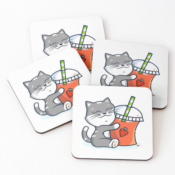 Item preview, Cute Kitten Drinking Strawberry juice designed and sold by kalud-zoldyck.