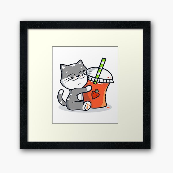 Item preview, Cute Kitten Drinking Strawberry juice designed and sold by kalud-zoldyck.