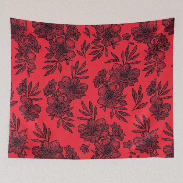 Aperçu de l'œuvre Motif floral rouge et noir créée et vendue par awilcoxart.
