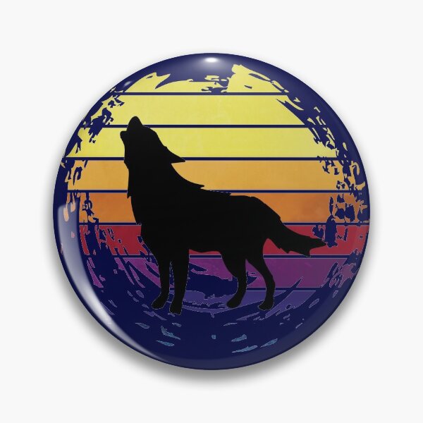 Item preview, Howling wolf canine dog, animal on retrostyle retro background designed and sold by ChatterFox.