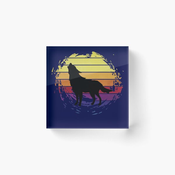 Item preview, Howling wolf canine dog, animal on retrostyle retro background designed and sold by ChatterFox.