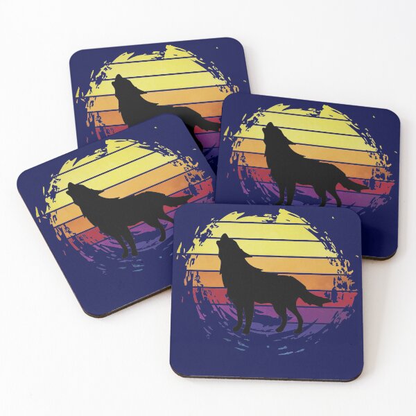 Item preview, Howling wolf canine dog, animal on retrostyle retro background designed and sold by ChatterFox.