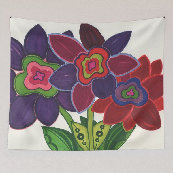 Item preview, Purple, Maroon, Red, and Green Large Modern Abstract Flowers designed and sold by BelindaFuller.