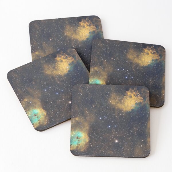 Item preview, IC410 and IC405 - The Tadpoles and Flaming Star - Hubble Palette nebulae designed and sold by Norwich Astro Prints.
