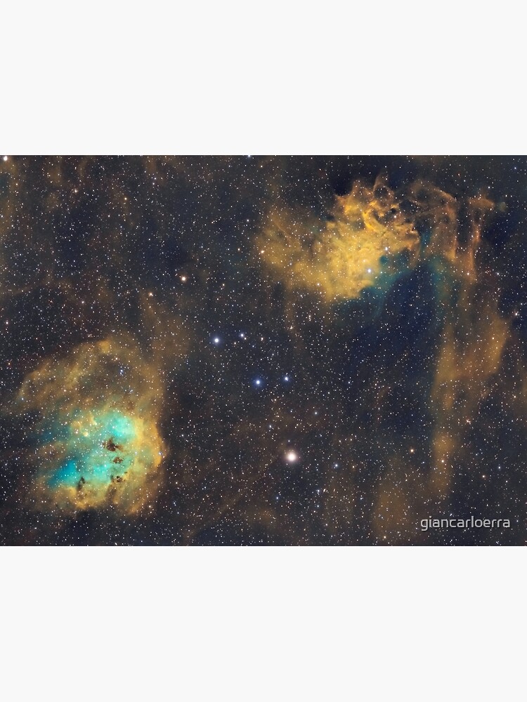IC410 and IC405 - The Tadpoles and Flaming Star - Hubble Palette nebulae by giancarloerra