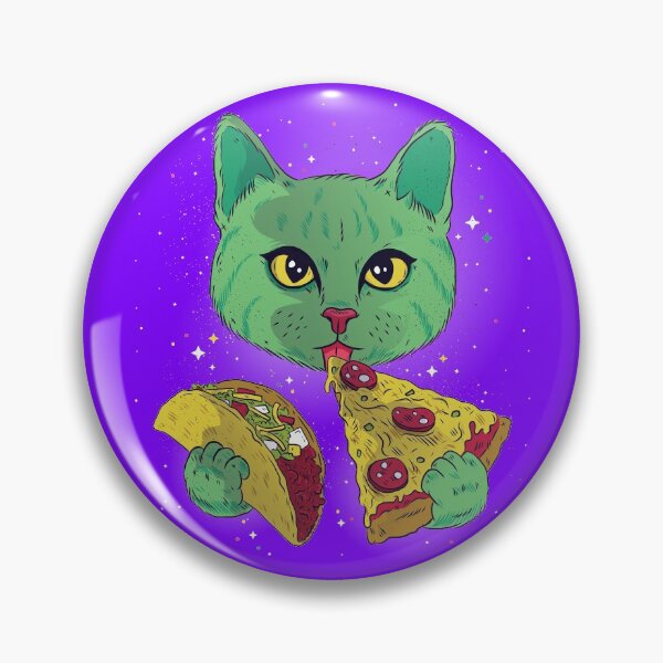 Item preview, Cosmic cat eating taco and pizza designed and sold by Piztees.