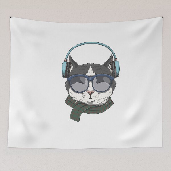 Item preview, Cat Wears headphones illustration designed and sold by 2411.