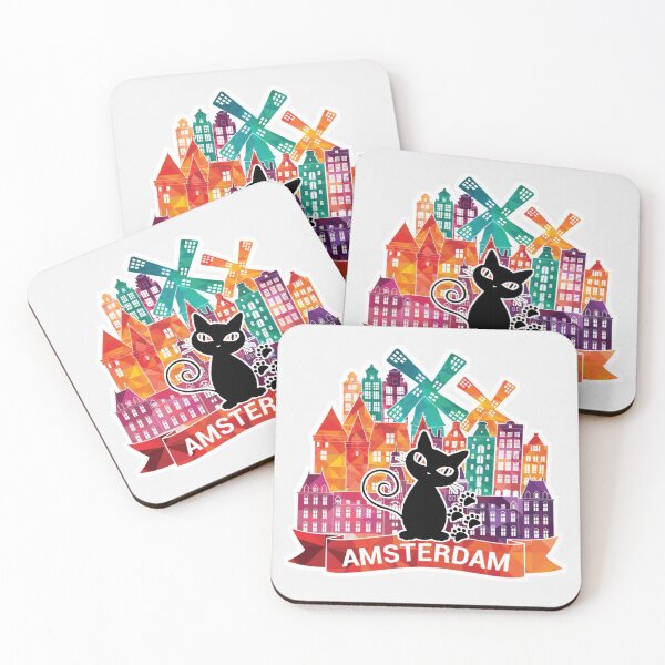 Item preview, amsterdam skyline cat designed and sold by Crostone.