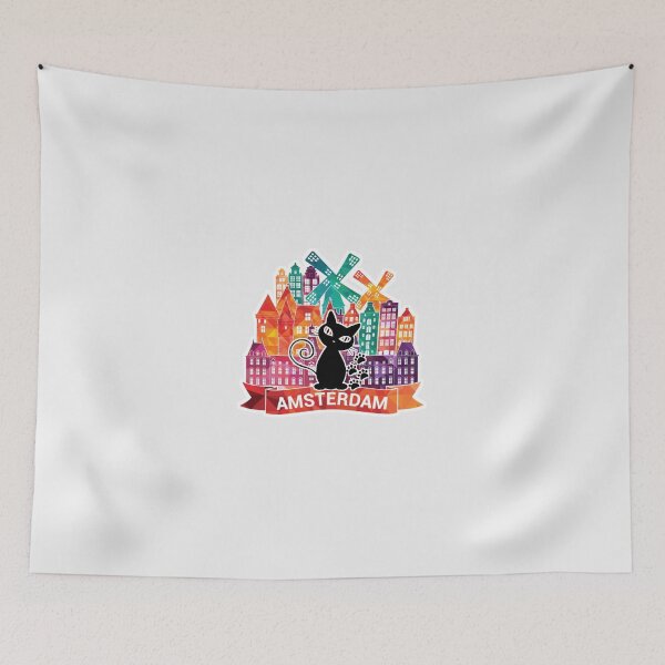 Item preview, amsterdam skyline cat designed and sold by Crostone.