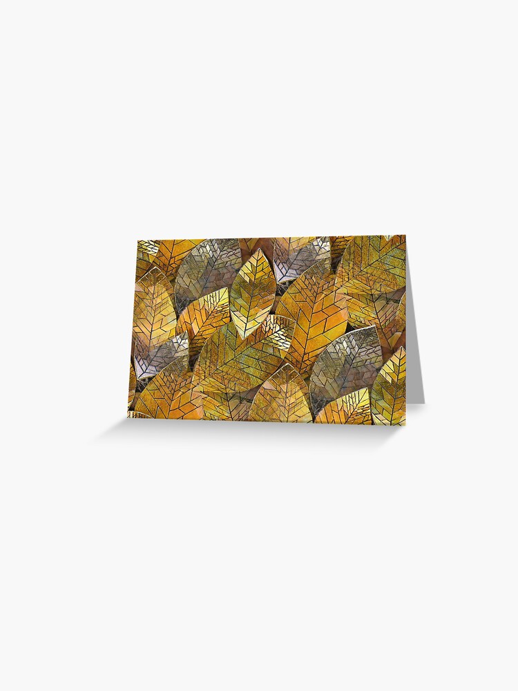 Thumbnail 1 of 2, Greeting Card, Golden Leaves Mosaic designed and sold by KateRattray.