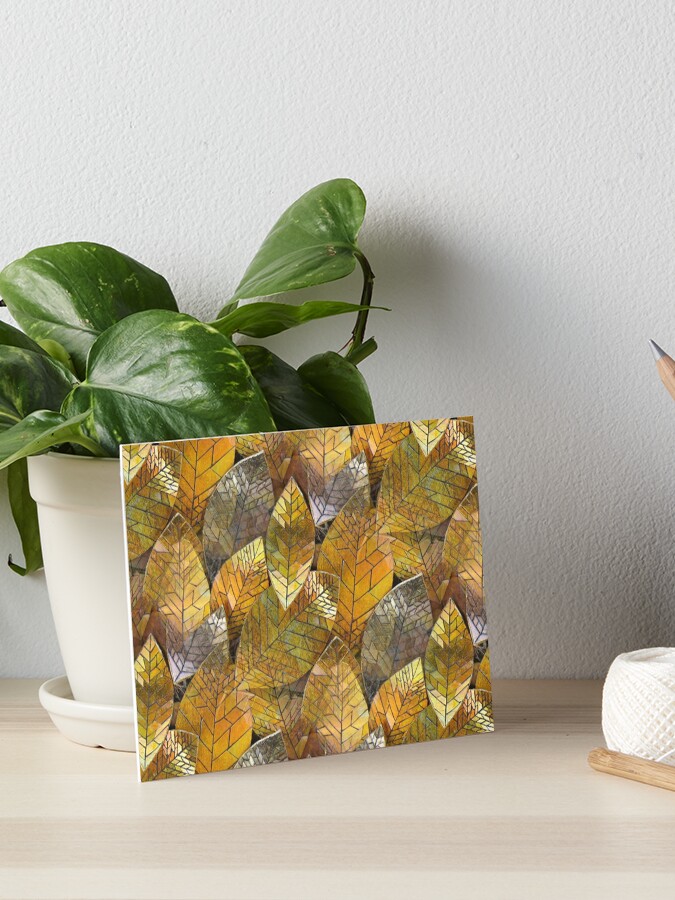 Thumbnail 1 of 2, Art Board Print, Golden Leaves Mosaic designed and sold by KateRattray.