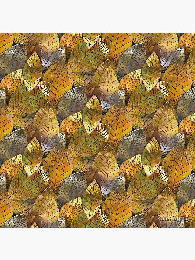 Thumbnail 4 of 4, Clock, Golden Leaves Mosaic designed and sold by KateRattray.