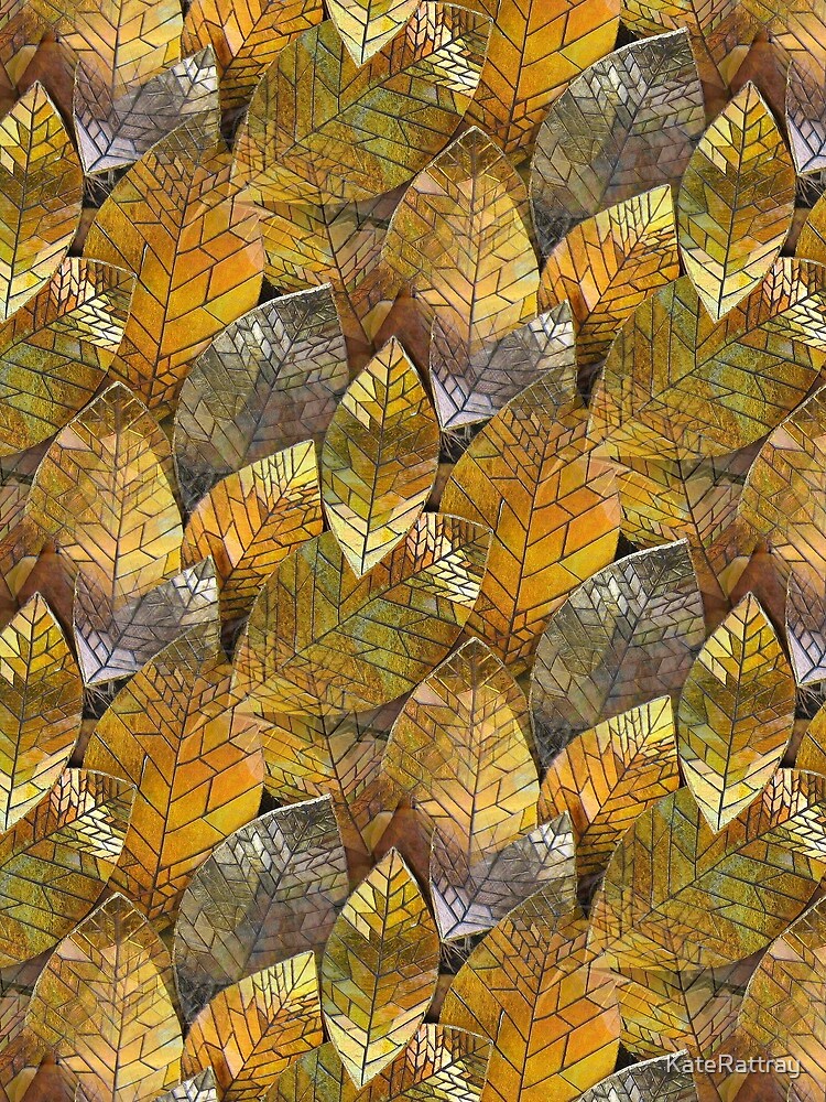 Thumbnail 3 of 3, Drawstring Bag, Golden Leaves Mosaic designed and sold by KateRattray.