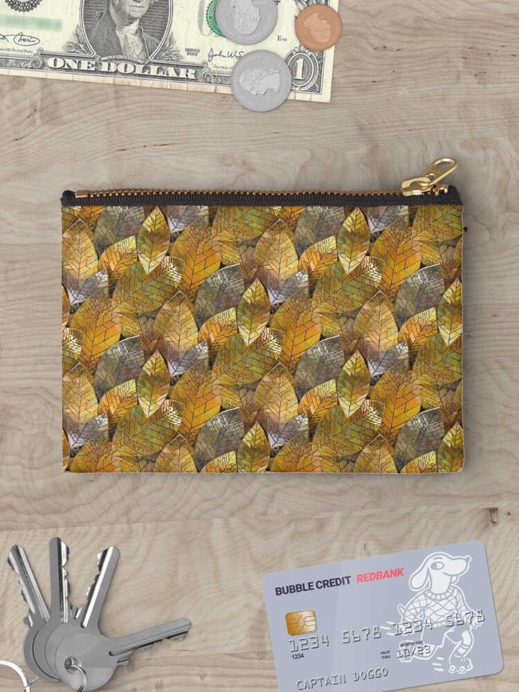Thumbnail 3 of 4, Zipper Pouch, Golden Leaves Mosaic designed and sold by KateRattray.