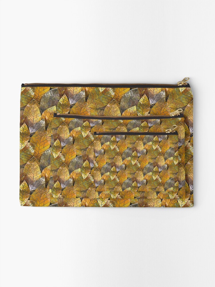 Thumbnail 2 of 4, Zipper Pouch, Golden Leaves Mosaic designed and sold by KateRattray.