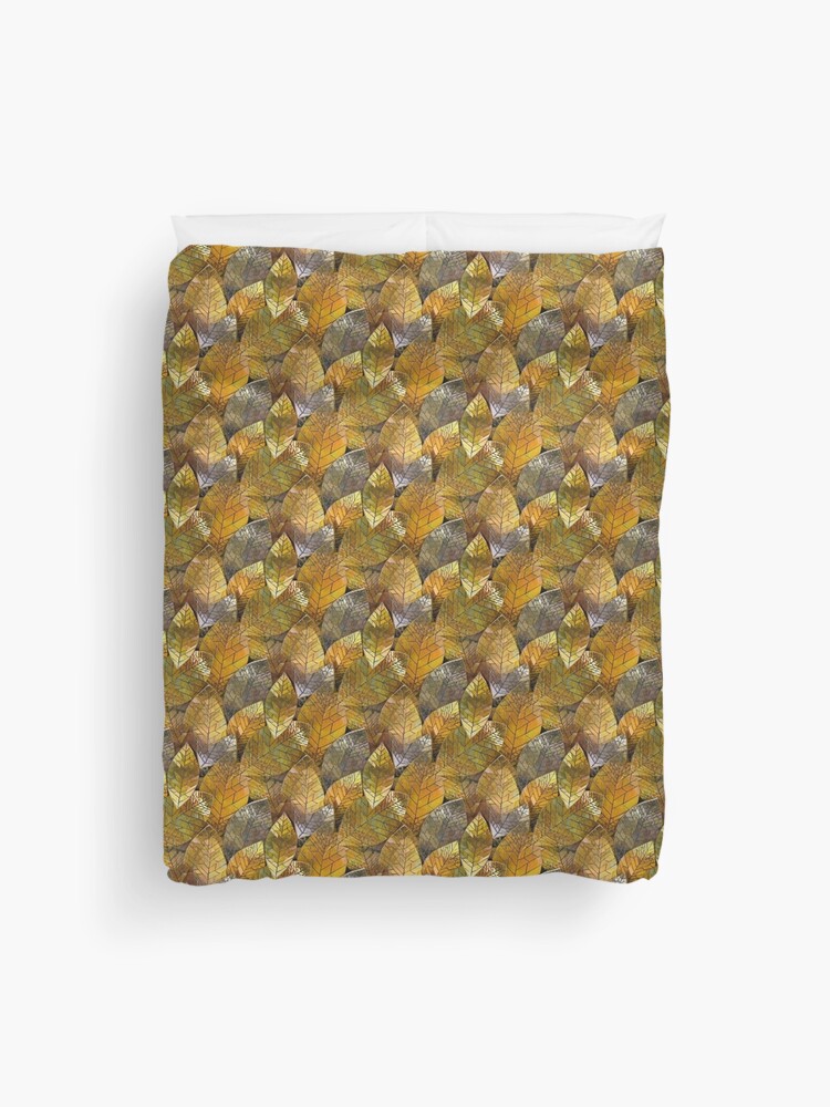 Thumbnail 1 of 2, Duvet Cover, Golden Leaves Mosaic designed and sold by KateRattray.