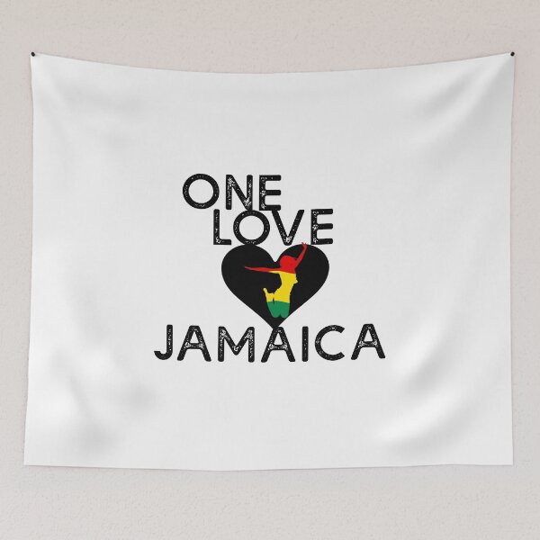 Item preview, One love Jamaica T-shirt with black letters. designed and sold by obedtheartist.