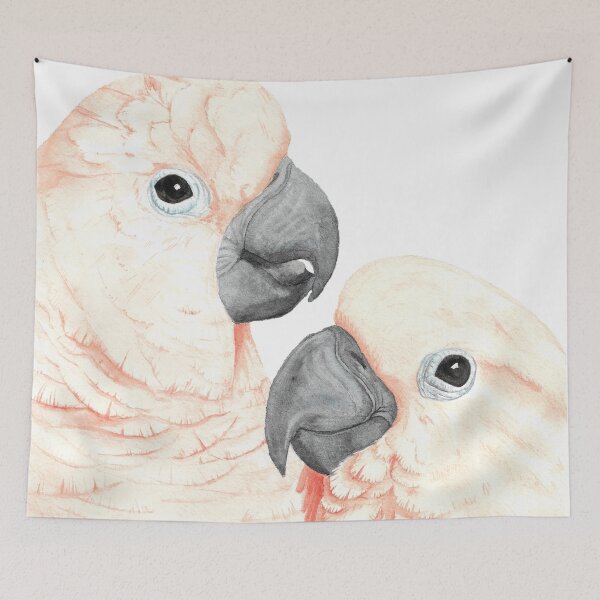 Item preview, Moluccan cockatoos watercolor - parrot portrait painting designed and sold by L'Atelier Oranjade.