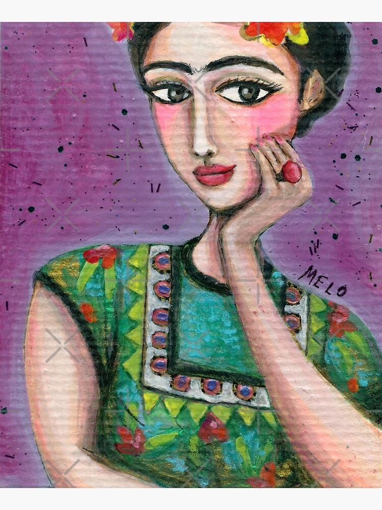 Happy Frida Kahlo Portrait with purple background by meloearth
