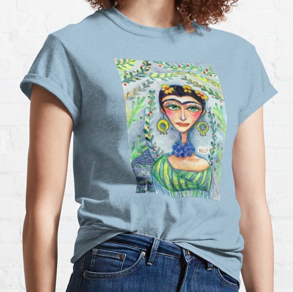 Frida in Blue with Flowers and Berries Classic T-Shirt