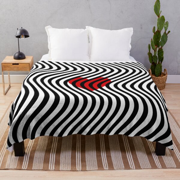 Item preview, WAVY BLACK LINES RED HEART OPTICAL ILLUSION PATTERN designed and sold by CreativaArt-.
