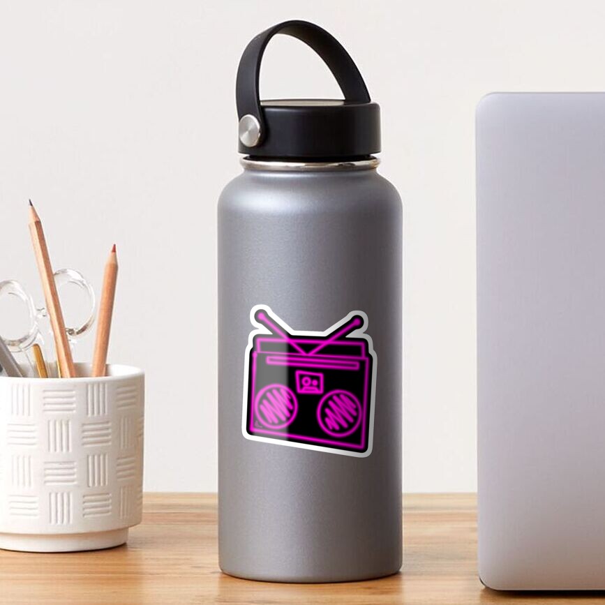 Funky Pink Neon Boombox Sticker