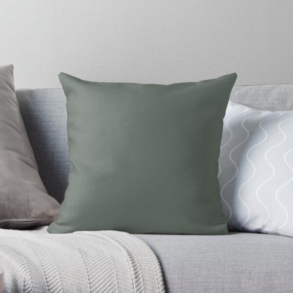 Rustic Forest Green Solid Color Pairs Farrow and Ball 2021 Color of the Year Green Smoke 47 Throw Pillow