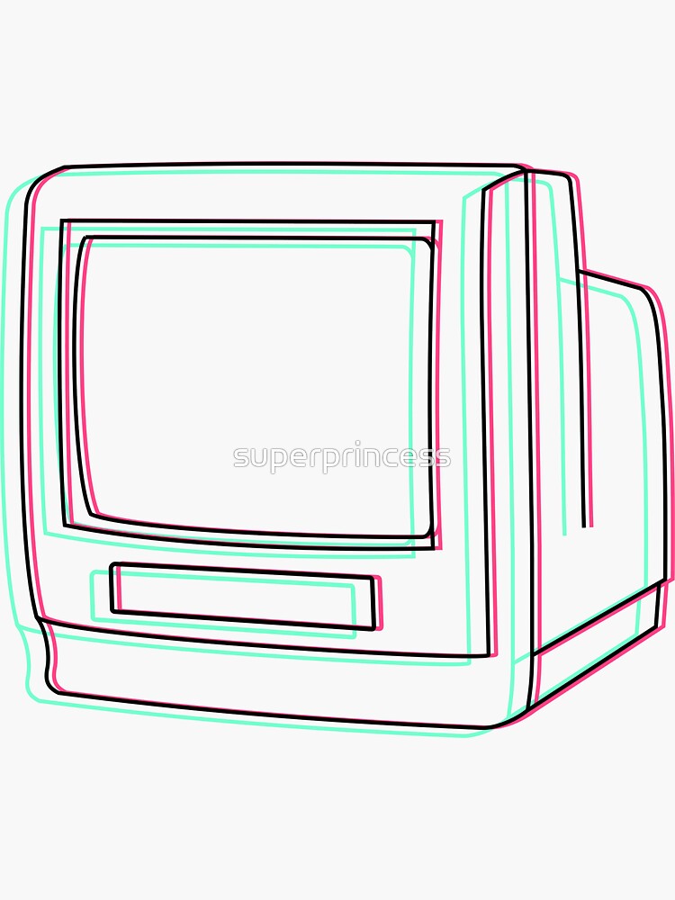 Thumbnail 3 of 3, Sticker, Aesthetic Pink TV LOFI designed and sold by superprincess.