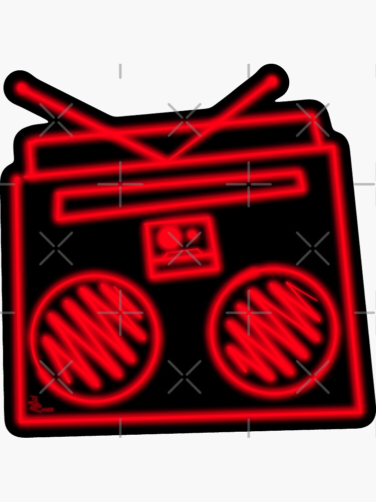 Red Funky Neon Boombox by that5280lady