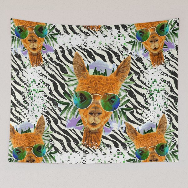 Item preview, Fluffy Llama - Cute Alpaca - Zebra Stripes Pattern - Kangaroo designed and sold by BabyYodaSticker.