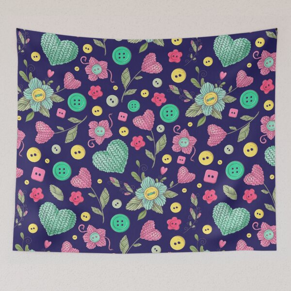 Item preview, Patrón de flores de corazones de tejer designed and sold by HolidayT-Shirts.