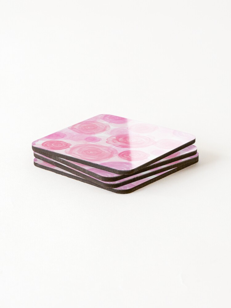 Thumbnail 4 of 5, Coasters (Set of 4), Pink Roses designed and sold by Aladdin96.