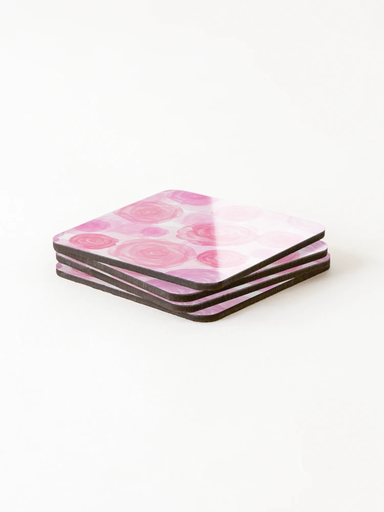 Thumbnail 4 of 5, Coasters (Set of 4), Pink Roses designed and sold by Aladdin96.