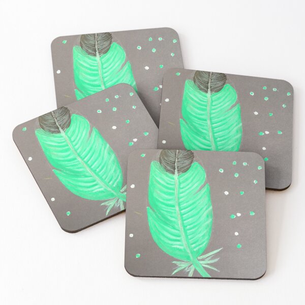 Item preview, Green Feather Hand Painted Oil Paint Painting designed and sold by UncleStuScience.