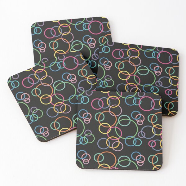 Rainbow Circles Pattern Coasters (Set of 4)