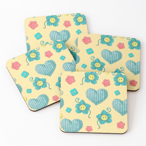Item preview, Knitting Hearts Buttons Flowers Pattern designed and sold by HolidayT-Shirts.