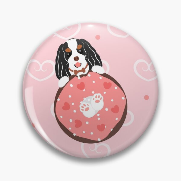 Item preview, Love Black and White Cavalier King Charles Spaniel and Donut designed and sold by Lulupainting.