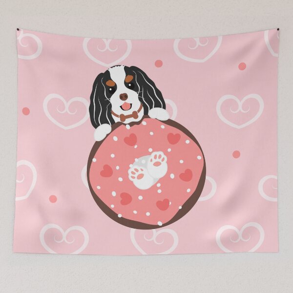 Item preview, Love Black and White Cavalier King Charles Spaniel and Donut designed and sold by Lulupainting.