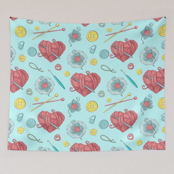 Item preview, Tejer corazón flores bolas de patrón de botones de hilo designed and sold by HolidayT-Shirts.
