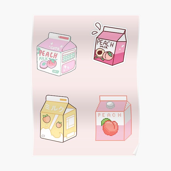 Kawaii Peach Milk Poster For Sale By El000 Redbubble