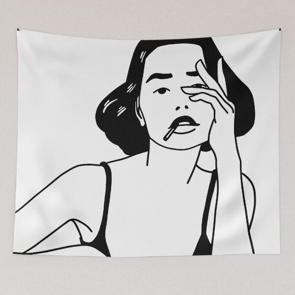 Item preview, Minimalist Hipster Chick with Cigarette designed and sold by AbiTheDesigner.
