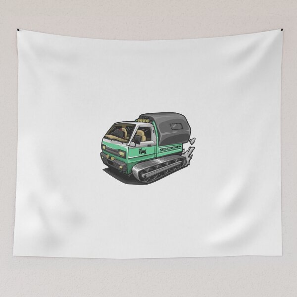 Item preview, Winter Kei Truck Postal Cargo w/ Kuro Neko & Tracks in the snow designed and sold by JDMimportsCT.