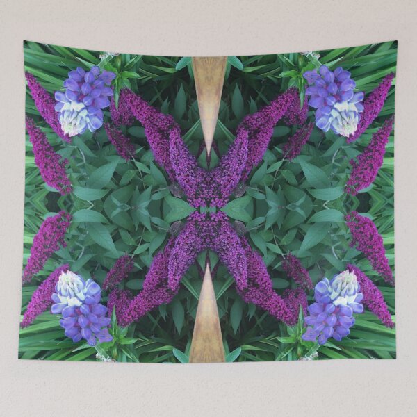 Item preview, Botanical, Divine - Lilac Lupin meets Magenta Buddleia for Magical Emerald Fusion  designed and sold by RoseAromas.