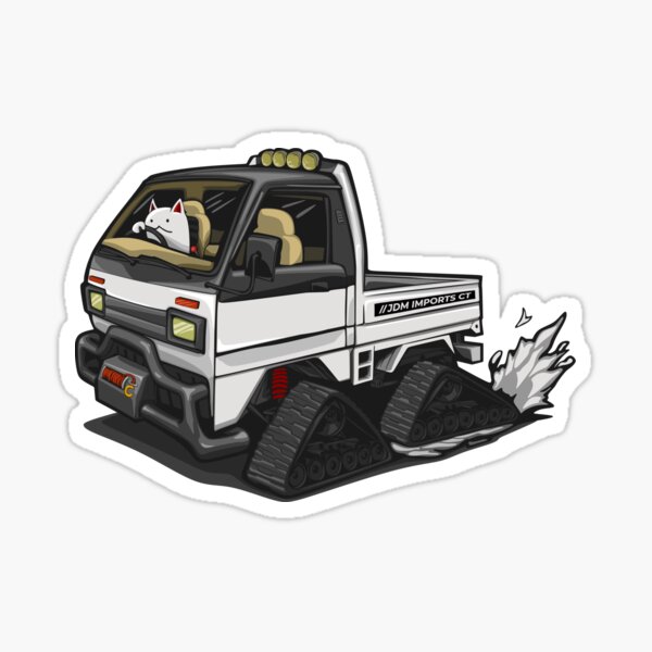 Winter Kei Truck w/ Hitch & tracks in the snow Sticker