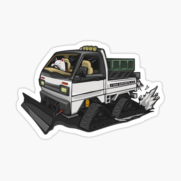 Winter Kei Truck w/ Plow & Tracks in the Snow Sticker